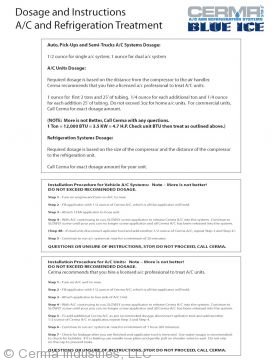 Dosage and Instructions - HVAC